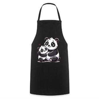 Loving Panda Parent with Child - Cooking Apron - black - Front - AI Model Male 185 dark (185cm)