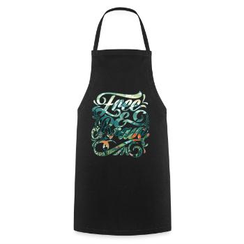 Free & Brave 🍀 - Cooking Apron - black - Front - AI Model Male 185 dark (185cm)