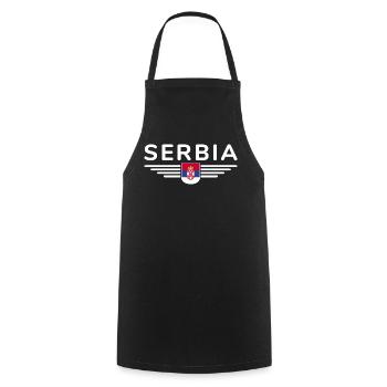 Design Serbie – Fierté et passion - Tablier de cuisine - noir - Devant - AI Model Male 185 dark (185cm)
