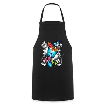 Schmetterling Bunt Farbenfroh Schön Kunst Natur - Kochschürze - Schwarz - Vorne - AI Model Male 185 dark (185cm)