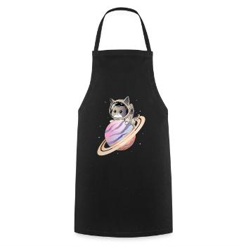 Space Cat - Cooking Apron - black - Front - AI Model Male 185 dark (185cm)