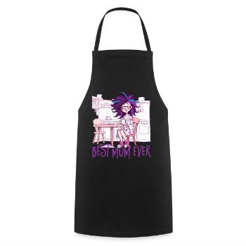 Caricature of a woman - Best Mom ever 2 - Cooking Apron - black - Front - AI Model Male 185 dark (185cm)