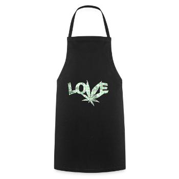 Love Marijuana Cannabis Blatt - Kochschürze - Schwarz - Vorne - AI Model Male 185 dark (185cm)