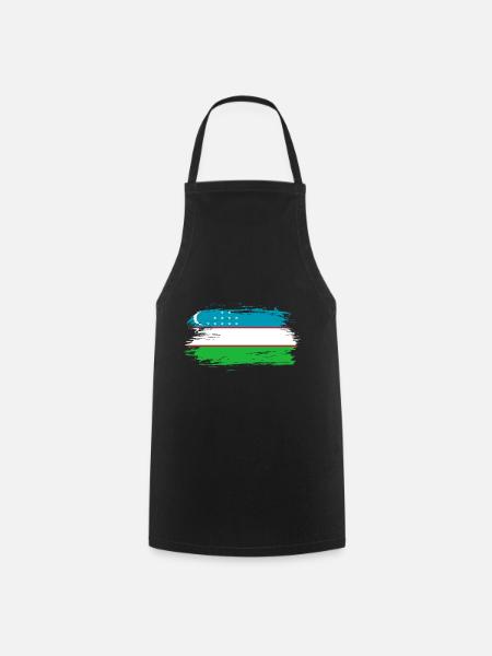 Uzbekistan flag flag - Cooking Apron - black