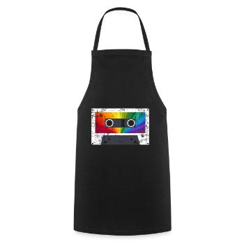 Musique de cassette Gay Pride - Tablier de cuisine - noir - Devant - AI Model Male 185 dark (185cm)