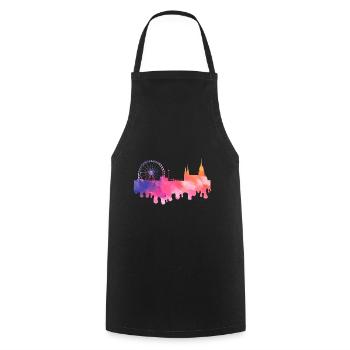 Munich Allemagne City Skyline Splash Coloré - Tablier de cuisine - noir - Devant - AI Model Male 185 dark (185cm)