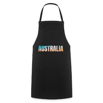 Australien - in englischer Sprache - Kochschürze - Schwarz - Vorne - AI Model Male 185 dark (185cm)
