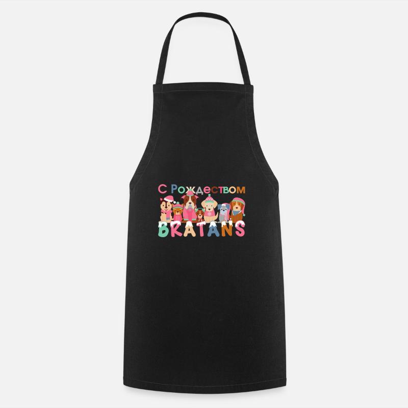 Joyeux Noël Chiens Cadeau Russe - Tablier de cuisine - noir