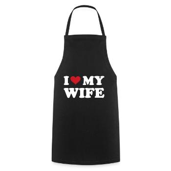 Je coeur ma femme - Tablier de cuisine - noir - Devant - AI Model Male 185 dark (185cm)