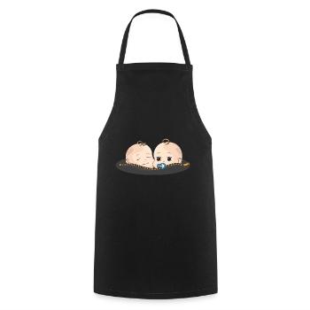 Twins Baby Pacifier Gift Baby Belly - Cooking Apron - black - Front - AI Model Male 185 dark (185cm)
