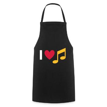 Ich liebe Musik (Herz, Note) - Kochschürze - Schwarz - Vorne - AI Model Male 185 dark (185cm)