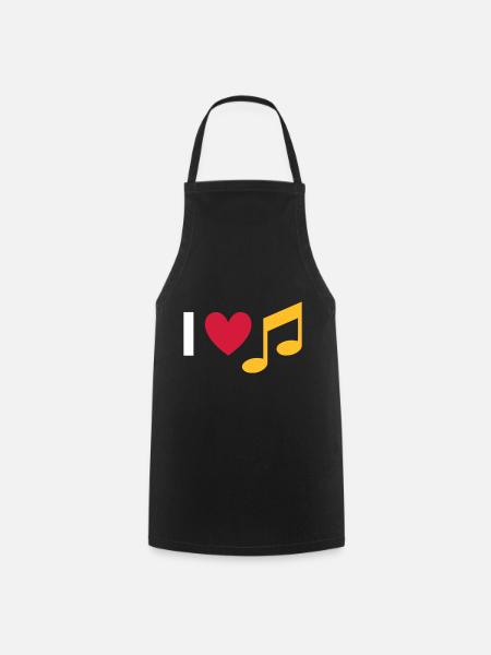Ich liebe Musik (Herz, Note) - Kochschürze - Schwarz