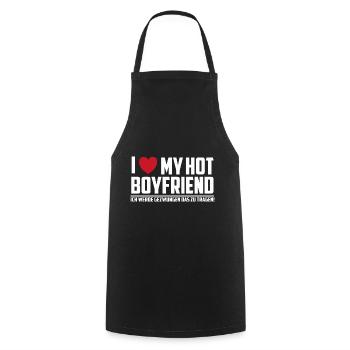 i love my hot boyfriend - Kochschürze - Schwarz - Vorne - AI Model Male 185 dark (185cm)