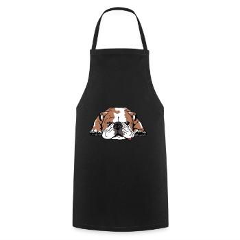 Bulldog anglais allongé fatigué - Tablier de cuisine - noir - Devant - AI Model Male 185 dark (185cm)
