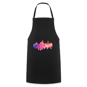 Valence Espagne Ville Skyline Splash Vacances colorées - Tablier de cuisine - noir - Devant - AI Model Male 185 dark (185cm)
