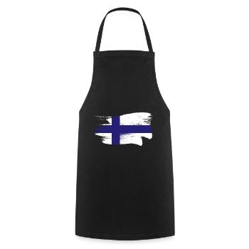 Finnland Flagge Suomi Finnische Fahne Used Look - Kochschürze - Schwarz - Vorne - AI Model Male 185 dark (185cm)