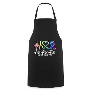 Live Love Hope Cancer Awareness Colorful Symbols - Cooking Apron - black - Front - AI Model Male 185 dark (185cm)