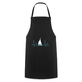 Heartbeat Sailing Sailboat Sailboat - Cooking Apron - black - Front - AI Model Male 185 dark (185cm)