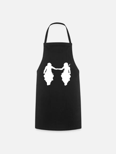 Bikercouple couple couple moto super athlètes - Tablier de cuisine - noir