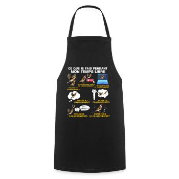Oiseau, Chardonneret, idée cadeau passion animaux - Tablier de cuisine - noir - Devant - AI Model Male 185 dark (185cm)