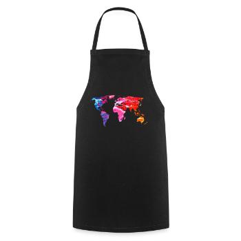 Welt Bunte Weltkarte - Kochschürze - Schwarz - Vorne - AI Model Male 185 dark (185cm)