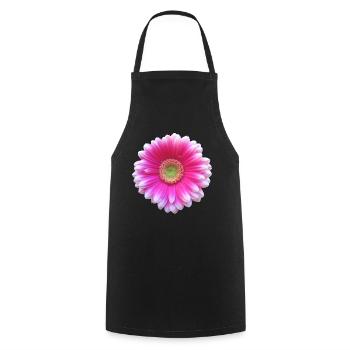 Gerbera pink Blüte Blume Blumenranke floral blumig - Kochschürze - Schwarz - Vorne - AI Model Male 185 dark (185cm)