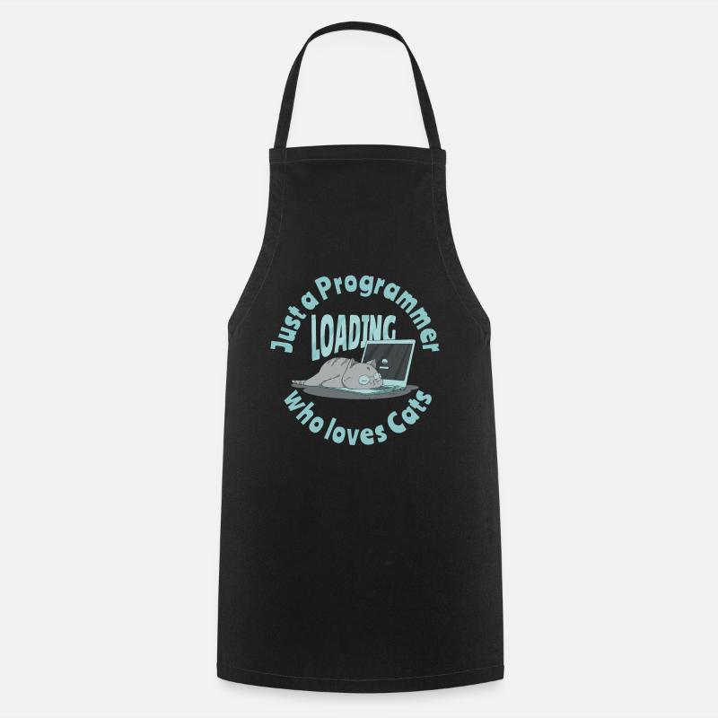 Just a programmer who loves cats - Cooking Apron - black