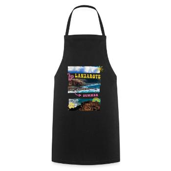 Lanzarote Sommer Sonne Strand Meer Palmen Urlaub - Kochschürze - Schwarz - Vorne - AI Model Male 185 dark (185cm)