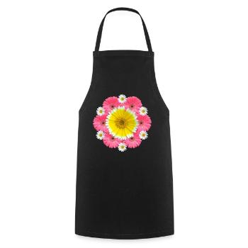 Gerbera Margeriten Blume Blumenranke floral blumig - Kochschürze - Schwarz - Vorne - AI Model Male 185 dark (185cm)