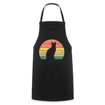 Niedliche Katze Retro Silhouette Katze Liebhaber & Besitzer Geschenk - Kochschürze - Schwarz - Vorne - AI Model Male 185 dark (185cm)