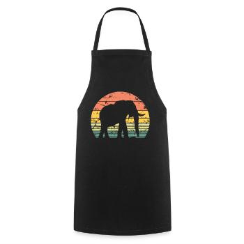 Éléphant Rétro Silhouette Faune Amoureux des éléphants - Tablier de cuisine - noir - Devant - AI Model Male 185 dark (185cm)