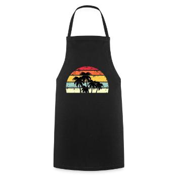 Palm Retro Coucher de soleil - Tablier de cuisine - noir - Devant - AI Model Male 185 dark (185cm)