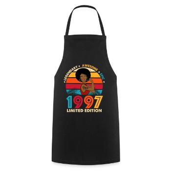 Geburtstag 1997 Afro Damen Limited Edition - Kochschürze - Schwarz - Vorne - AI Model Male 185 dark (185cm)