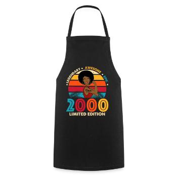 Birthday 2000 Afro Woman Limited Edition - Cooking Apron - black - Front - AI Model Male 185 dark (185cm)