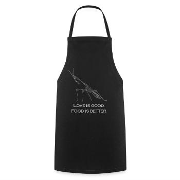 Love is good. Food is better. - Cooking Apron - black - Front - AI Model Male 185 dark (185cm)