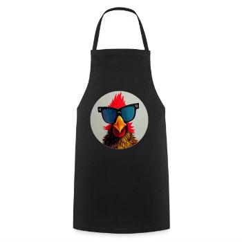 Poulet avec lunettes de soleil - Tablier de cuisine - noir - Devant - AI Model Male 185 dark (185cm)