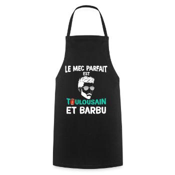 Toulousain et Barbu et Fan de Rugby - Tablier de cuisine - noir - Devant - AI Model Male 185 dark (185cm)