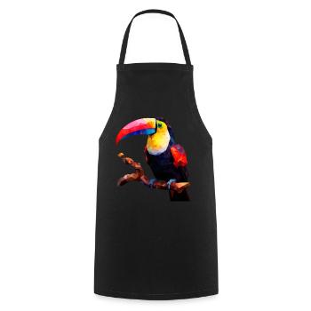 Polygonaler Tukan auf Ast - Künstlerisches Vogel - Kochschürze - Schwarz - Vorne - AI Model Male 185 dark (185cm)
