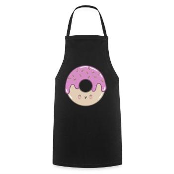 Beignet sucré - Tablier de cuisine - noir - Devant - AI Model Male 185 dark (185cm)