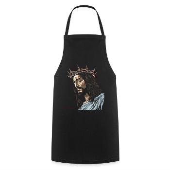 ERLÖSER JESUS DORNENKRONE - Kochschürze - Schwarz - Vorne - AI Model Male 185 dark (185cm)