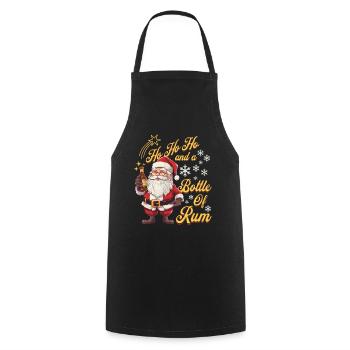 Père Noël bouteille rhum alcool liqueur Cheers - Tablier de cuisine - noir - Devant - AI Model Male 185 dark (185cm)
