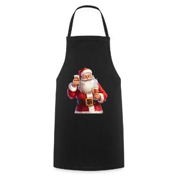 Weihnachtsmann Bier Alkohol Prost Glühwein Schnaps - Kochschürze - Schwarz - Vorne - AI Model Male 185 dark (185cm)