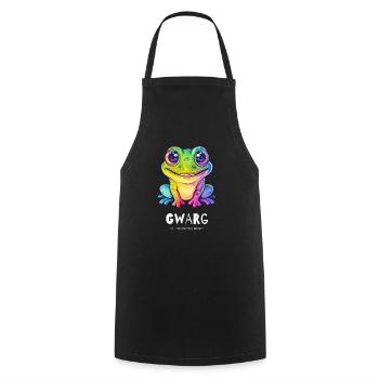 Drôle de tenue pour je-sais-tout, grenouille, crapaud - Tablier de cuisine - noir - Devant - AI Model Male 185 dark (185cm)