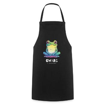 Drôle de tenue pour je-sais-tout, grenouille, crapaud - Tablier de cuisine - noir - Devant - AI Model Male 185 dark (185cm)
