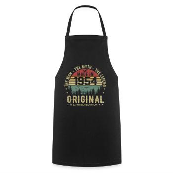 Original 1954 Retro 1954 Birthday Gift 1954 - Cooking Apron - black - Front - AI Model Male 185 dark (185cm)