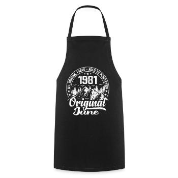 juin 1981 Original : 43 Ans Cadeau d'Anniversaire - Tablier de cuisine - noir - Devant - AI Model Male 185 dark (185cm)