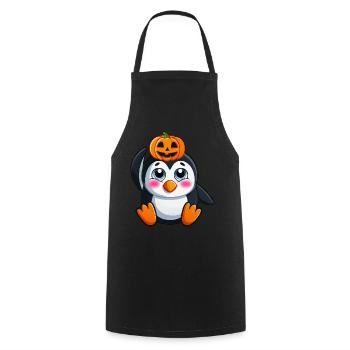 Mignon Halloween Pingouin Citrouille Dessin Animé Design - Tablier de cuisine - noir - Devant - AI Model Male 185 dark (185cm)