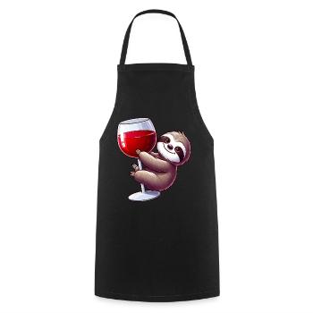 Mignon paresseux vin rouge dessin animé pour les amateurs de vin - Tablier de cuisine - noir - Devant - AI Model Male 185 dark (185cm)