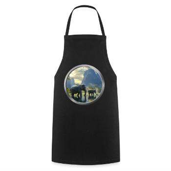 Elephant Animal - 2 - Cooking Apron - black - Front - AI Model Male 185 dark (185cm)