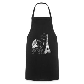 Paris Tour Eiffel France Femme Coeurs Line Art - Tablier de cuisine - noir - Devant - AI Model Male 185 dark (185cm)